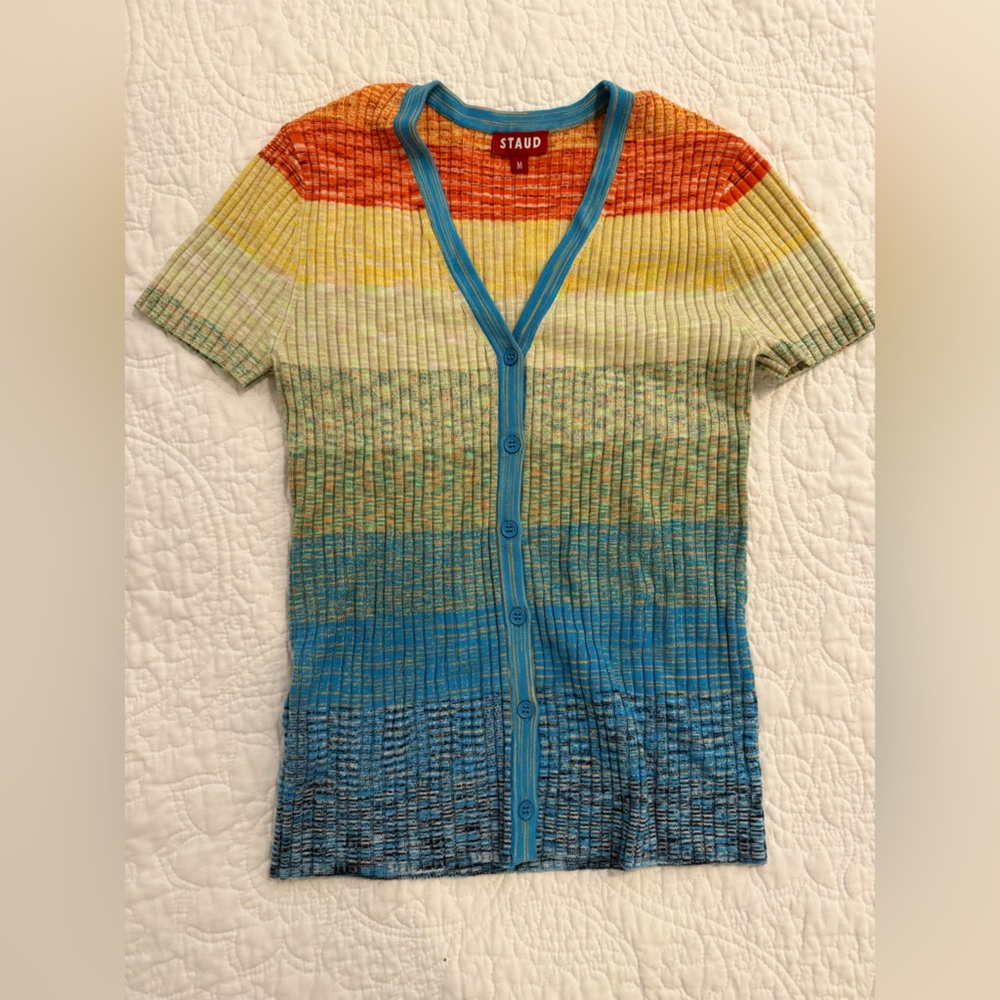 STAUD Multicolor Striped Ribbed Top - never worn